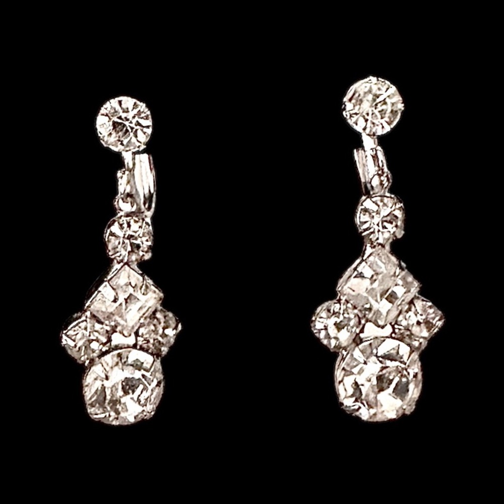 Vintage Screw Back Crystal Earrings